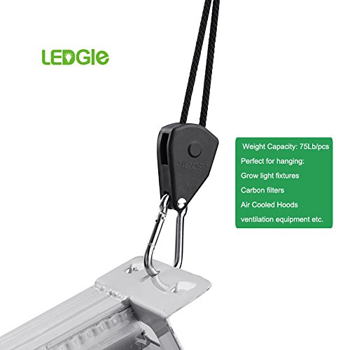 LEDGLE 2 Pares de 1/8" Heavy Duty Rope Ratchet Clip Hanger, Engranajes Internos de Mmetal Pintados en Plata Mejorados, 1.83M de Largo, Capacidad de 68KG por Par