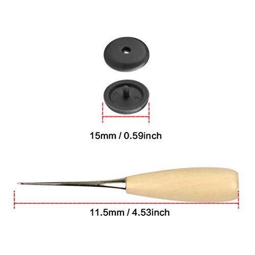 LEEQ 15 juegos de botones de tope para cinturón de seguridad, hebilla antideslizante, no requiere soldadura, con mango de madera para cargar y descargar