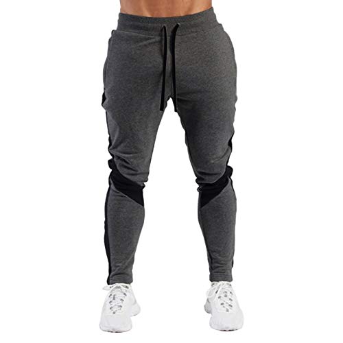 LeerKing Joggers Pantalones Deportivos para Hombre y Niños Pantalones de Chándal Ajustados con Cordón para Gimnasio Fitness Running Ciclismo Senderismo y Ropa de Hogar, Gris Oscuro M