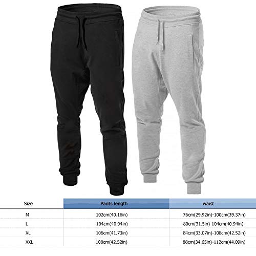 LeerKing Pantalones Deportivos para Hombre Jogger Pantalones de Chándal Ajustados Jogging con Cordón Cómodo, Gris XL