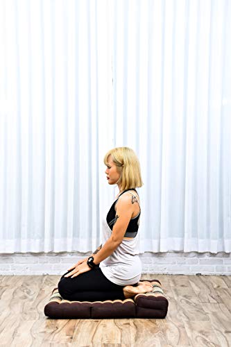 Leewadee Asiento de meditación – Almohadilla Plegable para Hacer Yoga, cojín para el Suelo de kapok ecológico Hecho a Mano, 54 x 72 cm, marrón