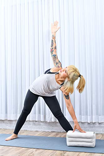 Leewadee Bloque de Yoga pequeño – Cojín Alargado para Pilates y meditación, cojín para el Suelo Hecho de kapok Natural, 35 x 18 x 12 cm, Color Natural
