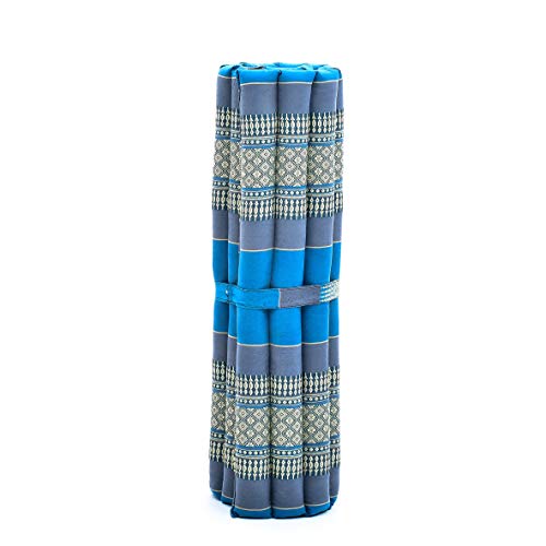 Leewadee colchoneta de meditación Zabuton – Cojín de Suelo Cuadrado, Asiento tailandés de Yoga Hecho de kapok ecológico, 69 x 78 cm, Azul Claro