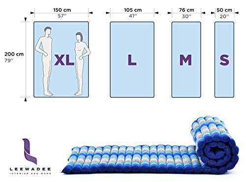 Leewadee colchoneta tailandesa Enrollable XL – Futón para masajes Grueso, colchón para Dormir, Alfombrilla de kapok Natural, 200 x 145 cm, castaño Rosado