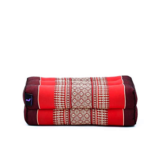 Leewadee Set de 2 Bloques de Yoga pequeños – Cojines para Pilates, Almohadas para el Suelo Hechas a Mano de kapok, 35 x 18 x 12 cm, Set de 2, Rojo