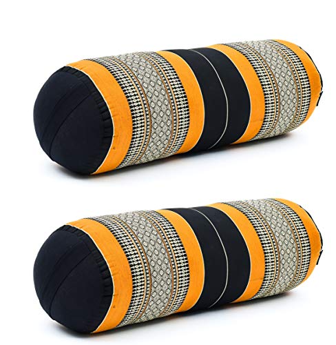 Leewadee Set de 2 Yoga bolsters Grandes – Almohadas tailandesas de kapok Natural, Cojines alargados para Pilates, 65 x 25 x 25 cm, Set de 2, Naranjo Negro Leewadee Set de 2 Yoga bolsters Grandes – Almohadas tailandesas de kapok Natural, Cojines alargados para Pilates, 65 x 25 x 25 cm, Set de 2, Naranjo Negro