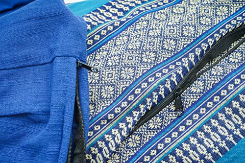 Leewadee Set de meditación con Funda – Cojín Zafu y colchoneta Zabuton de meditación y Yoga, Asiento tailandés de kapok Natural, Set de 2, Azul