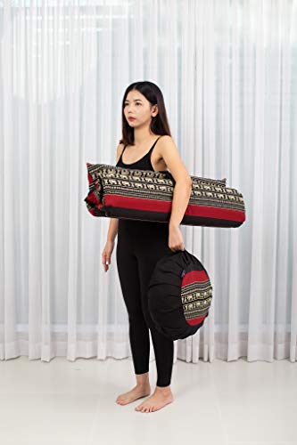 Leewadee Set de meditación con Funda – Cojín Zafu y colchoneta Zabuton de meditación y Yoga, Asiento tailandés de kapok Natural, Set de 2, Negro Rojo Leewadee Set de meditación con Funda – Cojín Zafu y colchoneta Zabuton de meditación y Yoga, Asiento tailandés de kapok Natural, Set de 2, Negro Rojo