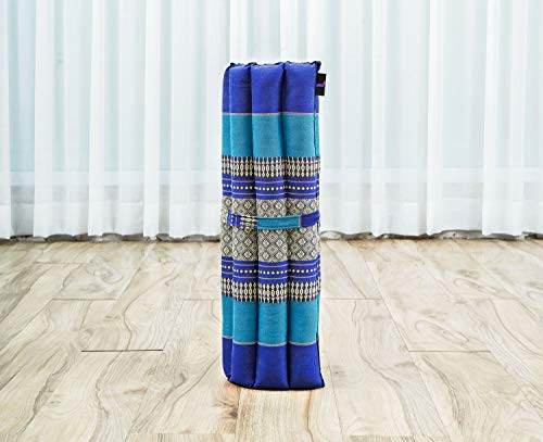 Leewadee Set de meditación Mini – Cojín de Yoga Zafu y colchoneta de meditación Zabuton, Asiento tailandés de kapok ecológico, Set de 2, Azul
