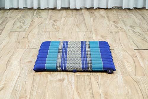 Leewadee Set de meditación Mini – Cojín de Yoga Zafu y colchoneta de meditación Zabuton, Asiento tailandés de kapok ecológico, Set de 2, Azul