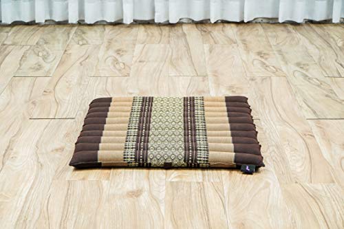 Leewadee Set de meditación Mini – Cojín de Yoga Zafu y colchoneta de meditación Zabuton, Asiento tailandés de kapok ecológico, Set de 2, marrón