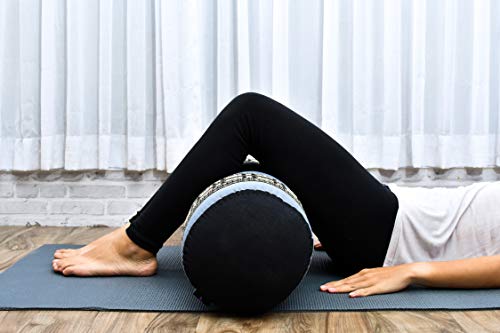 Leewadee Yoga Bolster Grande – Almohadilla tailandesa de kapok ecológico y Hecha a Mano, cojín Alargado para Pilates, 65 x 25 x 25 cm, Azul