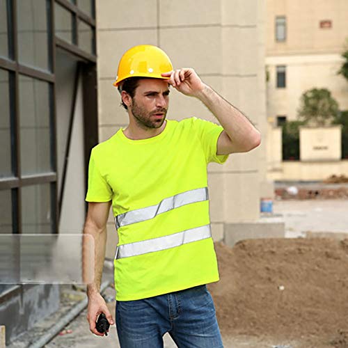 Leezo Camiseta Reflectante de Seguridad Camisetas de Manga Corta de Alta Visibilidad Tops Equipo Seguro para Obras de construcción