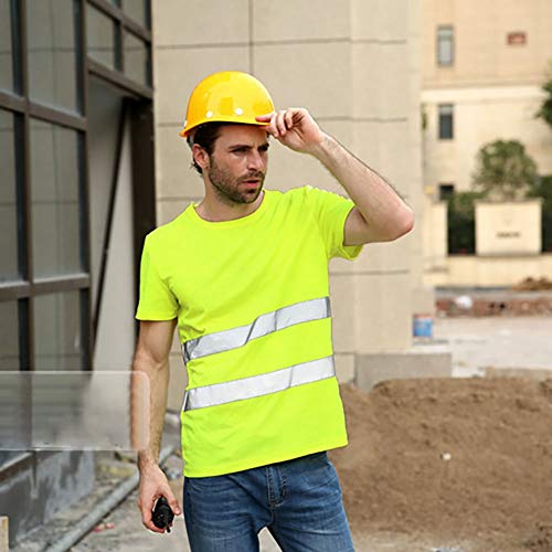 Leezo Camiseta Reflectante de Seguridad Camisetas de Manga Corta de Alta Visibilidad Tops Equipo Seguro para Obras de construcción Leezo Camiseta Reflectante de Seguridad Camisetas de Manga Corta de Alta Visibilidad Tops Equipo Seguro para Obras de construcción