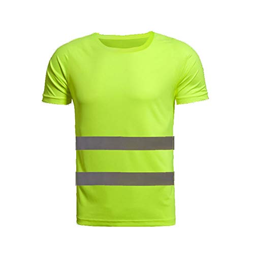 Leezo Camiseta Reflectante de Seguridad Camisetas de Manga Corta de Alta Visibilidad Tops Equipo Seguro para Obras de construcción