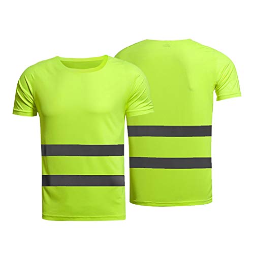 Leezo Camiseta Reflectante de Seguridad Camisetas de Manga Corta de Alta Visibilidad Tops Equipo Seguro para Obras de construcción