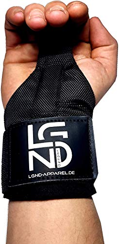 LEGEND Power- Correas con Ganchos de Metal para Levantamiento de Pesas para Profesionales - Neopreno y Cierre de Gancho y Lazo - Juego de 2 Ganchos para el Powerlifting