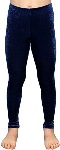 Leggings deportivos elásticos, de terciopelo, elásticos, elásticos, de terciopelo de Nicki, adecuados para gimnasia, niños, niñas, pantalones de cadera, cintura normal azul oscuro 122 cm