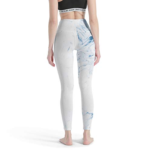 Leggings elásticos para mujer, con textura de mármol, 4 vías, cintura alta, para yoga, color blanco, talla XL Leggings elásticos para mujer, con textura de mármol, 4 vías, cintura alta, para yoga, color blanco, talla XL
