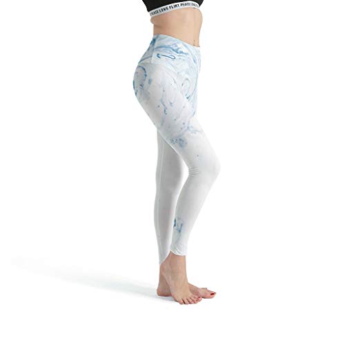 Leggings elásticos para mujer, con textura de mármol, 4 vías, cintura alta, para yoga, color blanco, talla XL