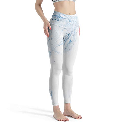 Leggings elásticos para mujer, con textura de mármol, 4 vías, cintura alta, para yoga, color blanco, talla XL