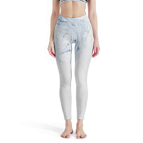 Leggings elásticos para mujer, con textura de mármol, 4 vías, cintura alta, para yoga, color blanco, talla XL Leggings elásticos para mujer, con textura de mármol, 4 vías, cintura alta, para yoga, color blanco, talla XL