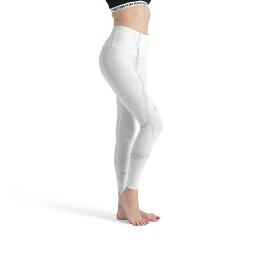 Leggings finos para mujer, textura de mármol, sexy, cintura alta, pantalones de yoga, color blanco, 3 S