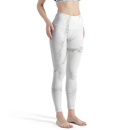 Leggings finos para mujer, textura de mármol, sexy, cintura alta, pantalones de yoga, color blanco, 3 S