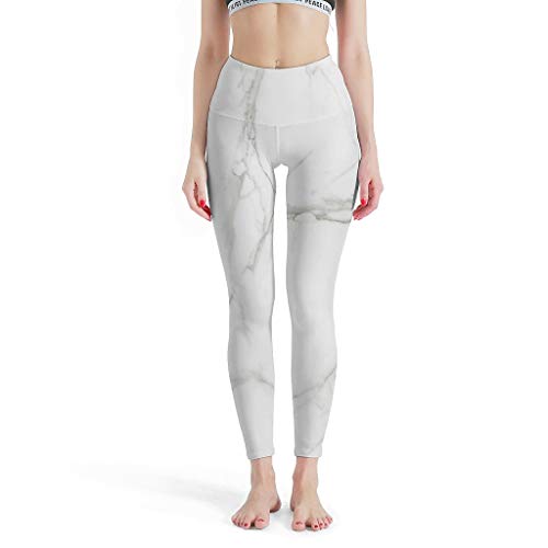 Leggings finos para mujer, textura de mármol, sexy, cintura alta, pantalones de yoga, color blanco, 3 S Leggings finos para mujer, textura de mármol, sexy, cintura alta, pantalones de yoga, color blanco, 3 S