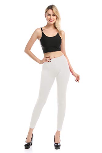 Leggings Malla Elástica de Tiro Alto/Pantalones Largos Deportiva Danza Running Fitness para Mujer (Blanca, L/XL)