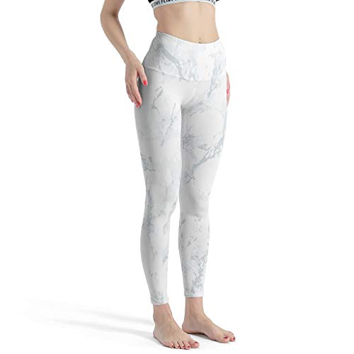 Leggings para mujer con textura de mármol, suaves, transpirables, elásticos, de cintura alta, para yoga, efecto artístico, para el gimnasio, color blanco, 4 y 4XL