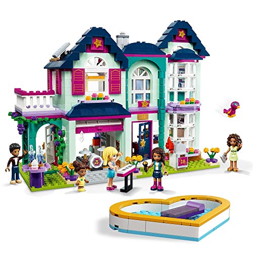 LEGO 41449 Friends Casa Familiar de Andrea Casa de Muñecas con Piscina y Estudio de Música, Set de Construcción