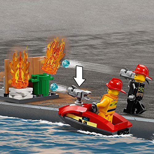 LEGO City Fire - Parque de Bomberos, estación de juguete para construir, incluye camión, moto acuática y dron (60215)