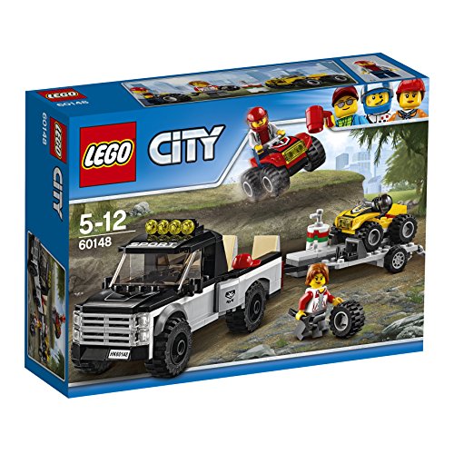 LEGO City Great Vehicles - Todoterreno del equipo de carreras, divertido set de construcción con dos quads y una camioneta con remolque (60148)