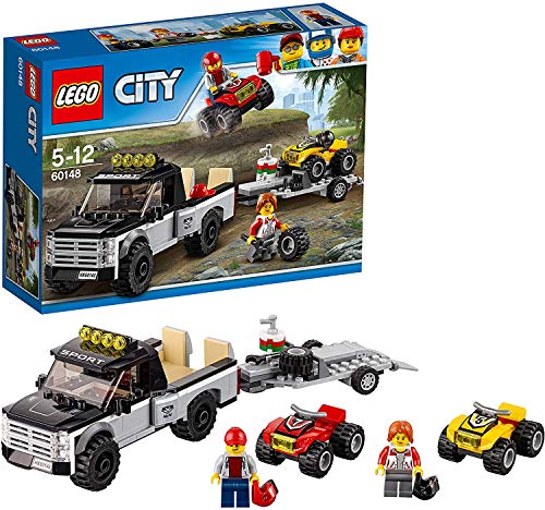 LEGO City Great Vehicles - Todoterreno del equipo de carreras, divertido set de construcción con dos quads y una camioneta con remolque (60148)