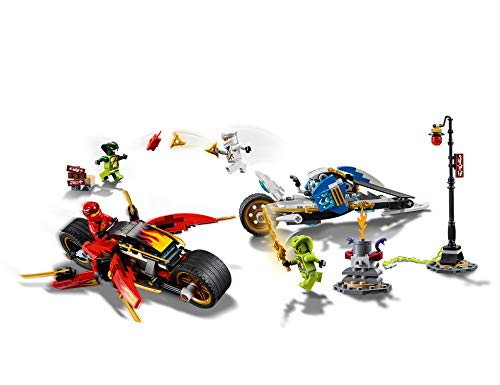 LEGO Ninjago - Moto Acuchilladora de Kai y Motonieve de Zane, juguete de construcción divertido de carreras ninjas (70667)