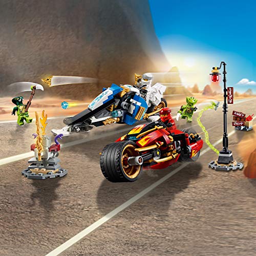 LEGO Ninjago - Moto Acuchilladora de Kai y Motonieve de Zane, juguete de construcción divertido de carreras ninjas (70667)