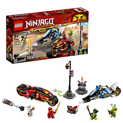 LEGO Ninjago - Moto Acuchilladora de Kai y Motonieve de Zane, juguete de construcción divertido de carreras ninjas (70667)