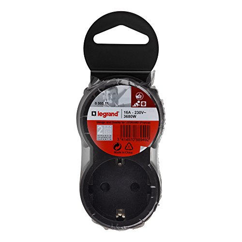 Legrand 50511 Adaptador Enchufe, Doble, Frontal, Negro Legrand 50511 Adaptador Enchufe, Doble, Frontal, Negro