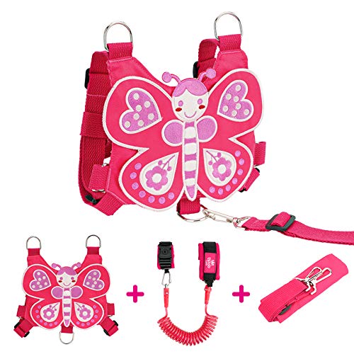 Lehoo Castle Correa para niños pequeños 4 en 1 Anti Lost Wrist Link Arnés de seguridad para niños Muñequera para niños Asistente de correa para la niña Rosa (Mariposa) Lehoo Castle Correa para niños pequeños 4 en 1 Anti Lost Wrist Link Arnés de seguridad para niños Muñequera para niños Asistente de correa para la niña Rosa (Mariposa)