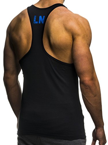 Leif Nelson Camiseta del Deporte Gimnasio Fitness Los Hombres de la Camiseta LN-06286 Azul Negro Medium