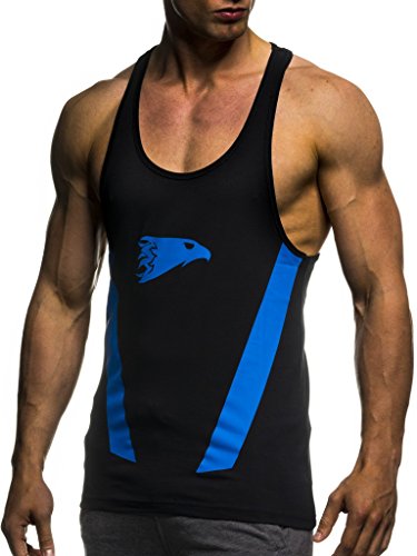 Leif Nelson Camiseta del Deporte Gimnasio Fitness Los Hombres de la Camiseta LN-06286 Azul Negro Medium