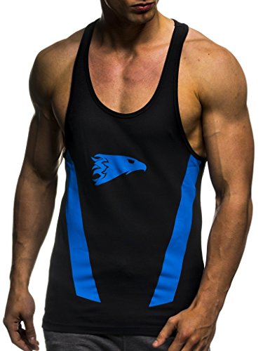 Leif Nelson Camiseta del Deporte Gimnasio Fitness Los Hombres de la Camiseta LN-06286 Azul Negro Medium