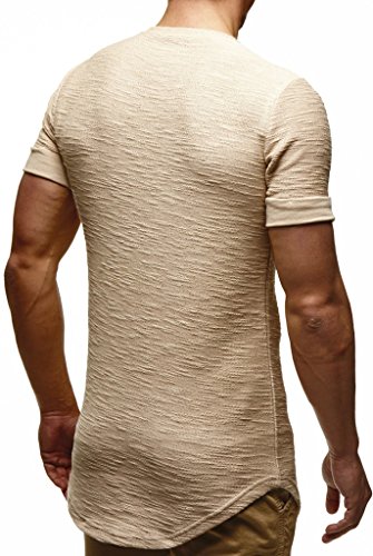 Leif Nelson Camiseta para Hombre con Cuello Redondo LN-6324 Beige X-Large