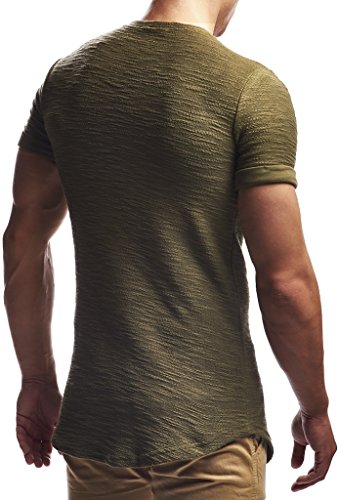 Leif Nelson Camiseta para Hombre con Cuello Redondo LN-6324 Caqui Medium Leif Nelson Camiseta para Hombre con Cuello Redondo LN-6324 Caqui Medium