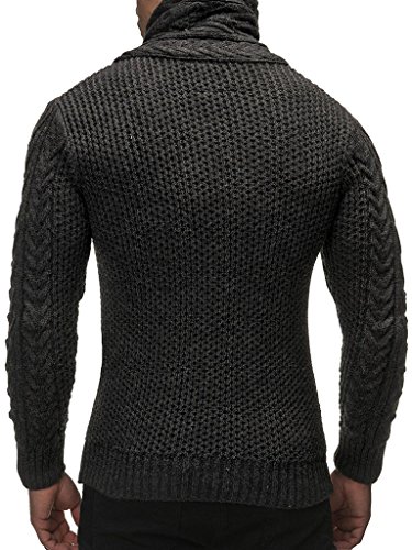 Leif Nelson Hombres Chaqueta de Punto con Cuello Chal LN-4195 Antracita Small Leif Nelson Hombres Chaqueta de Punto con Cuello Chal LN-4195 Antracita Small