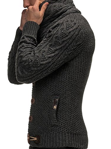 Leif Nelson Hombres Chaqueta de Punto con Cuello Chal LN-4195 Antracita Small Leif Nelson Hombres Chaqueta de Punto con Cuello Chal LN-4195 Antracita Small