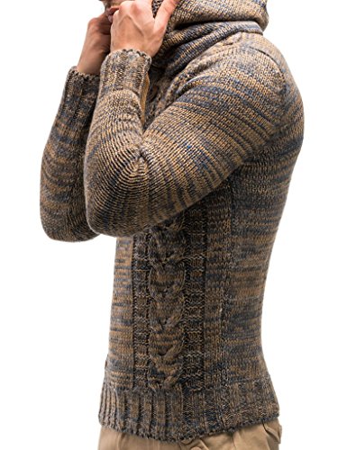 Leif Nelson Los Hombres del Jersey de Punto suéter Encapuchado LN-20227 Marrón Medium