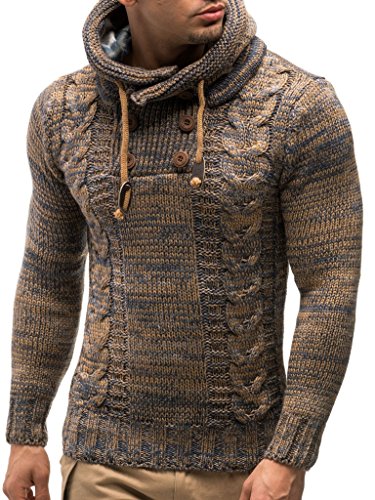 Leif Nelson Los Hombres del Jersey de Punto suéter Encapuchado LN-20227 Marrón Medium Leif Nelson Los Hombres del Jersey de Punto suéter Encapuchado LN-20227 Marrón Medium