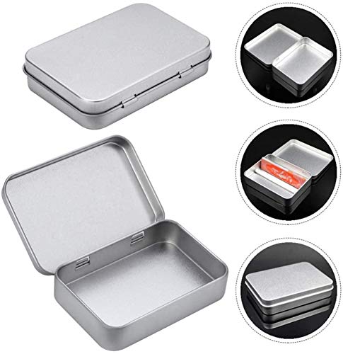 Leifeng Tower Multifunctional Cabilock 3pcs Metal Rectangular Caja de hojalata vacía Mini Caja portátil Kit de Almacenamiento pequeño Organizador de casa con Tapas para Velas Dulces (Plata)